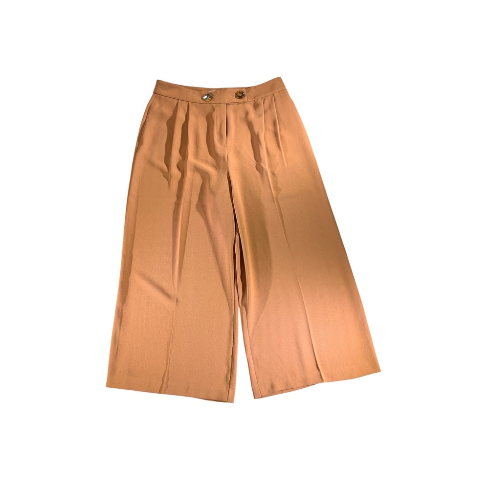 Topshop‎ Wide Leg Cropped Culottes High Waist Burnt Orange Button Front Trousers